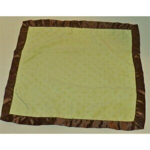 Bearington Green Brown Minky Dot Square Lovey Baby Security Blanket 16" x 16"